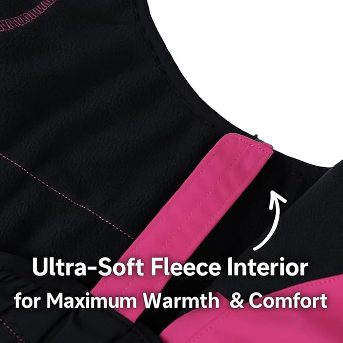 Winter Waterproof Dog Snowsuit – Full Body Outdoor Jacket with Leash Ring, Fleece Lining, Windproof Reflective 4-Leg Dog Coat for Small to Large Dogs Hot Pink 4XL