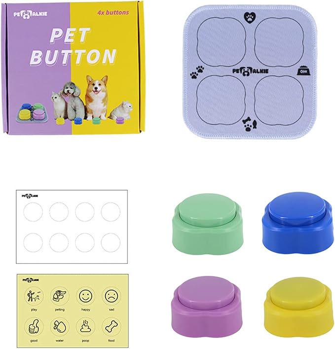 Dog Button Talking Button for Pet Communication Speaking Button for Dog Communicate Through Word Set of 4