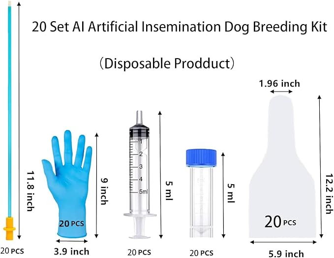 20 Set AI Artificial Insemination Dog Breeding Kit, Dog Ai Breeding Kit, Insemination kit for Dogs, Pet Breeding Supplies for Medium Breeds（11.8 inch）
