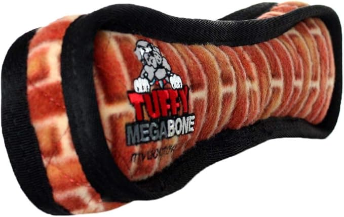 TUFFY - World's Tuffest Soft Dog Toy - MEGA - Squeakers - Multiple Layers. Made Durable, Strong & Tough. Interactive Play (Tug, Toss & Fetch). Machine Washable & Floats (Bone Brick, Large 2 Pack)
