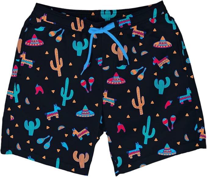 Tipsy Elves Men's Stretch Swim Trunks 7 Inch Inseam 4-Way Stretch with Mesh Liner - Quick-Dry Funny Swimwear Bathing Suit