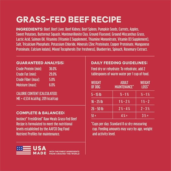 Instinct FreshDried Bites, Natural Freeze-Dried Dog Food, Grain-Free - Grass-Fed Beef, 3 oz. Bag
