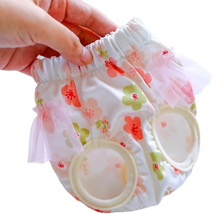 Dog Reusable Diapers Female Comfortable Reusable Dog Diapers for Girl Dog Diapers for Heat Dog Period Panties Girl Dog Diapers Washable Puppy Diapers Breathable Pet Physiological Pants Pink Flower L