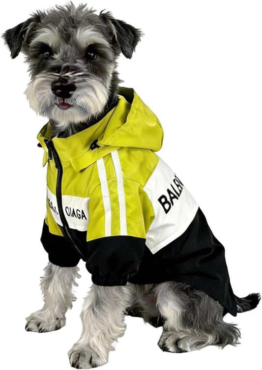 Dog Raincoat, Waterproof Dog Rain Jacket with Detachable Hood, Rain Coat with Smooth Zipper, Elastic Cuff for Dogs, Outdoor Adventures/Walking Lightweight Puppy