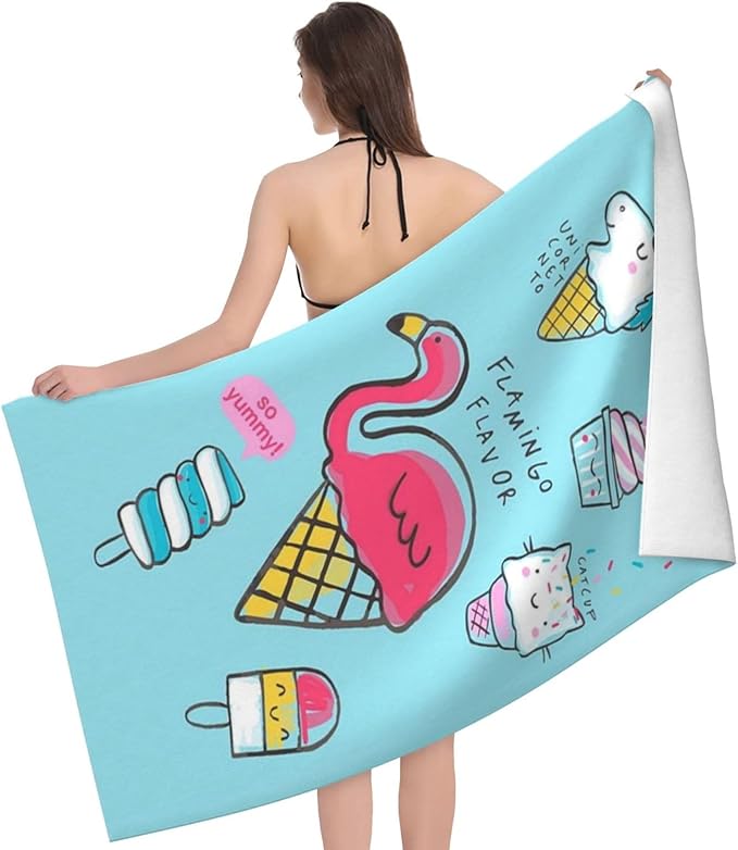 Cute Mermaid Beach Towel for Kids/Boys/Toddler/Baby, Personalized Microfiber Flamingo Beach Towels Bulk, Quick Dry Beach Towel for Pool, Lightweight Bath Towels Oversized Clearance 30"x 60"