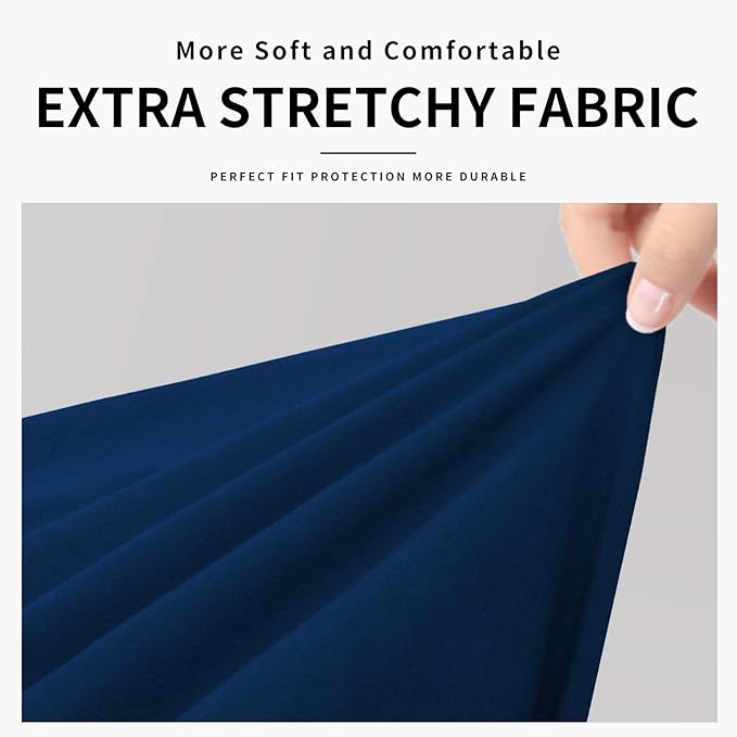 Easy-Going 100% Dual Waterproof 3 Pieces Loveseat Cover Stretch Soft Couch Cover for Dogs, Sofa Slipcover for 2 Separate Cushion Couch Leakproof Furniture Protector for Kids, Pets Navy