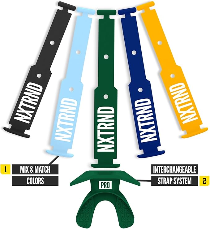 Nxtrnd One Pro Football Mouth Guard, Interchangeable Strap, Fits Adult & Youth (Dark Green)