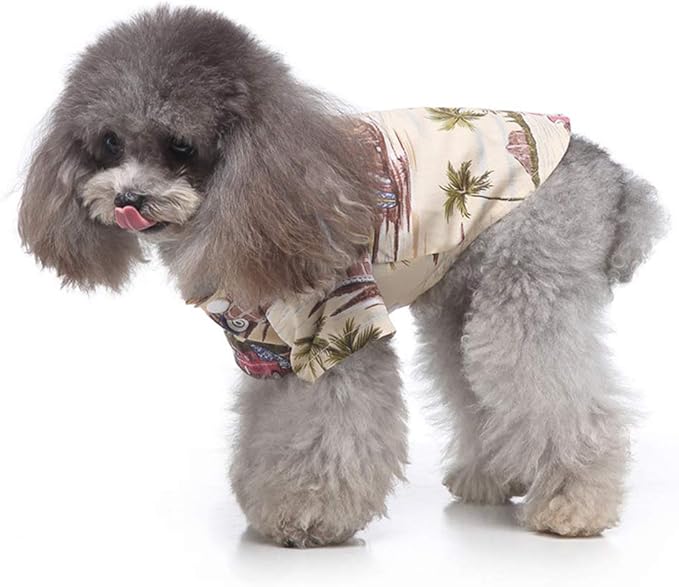 Tangpan Summer Pet Daisy Hawaiian Beach Plaid Print Shirts Clothes for Dog Beige M