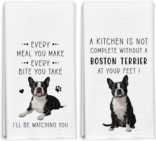 Funny Boston Terrier Dish Towels for Kitchen Sets of 2, Gifts for Dog Lover, Drying Cloth Tea Towel Hand Towels for Cooking Baking Bathroom Decor, 16 x 24 Inch -10