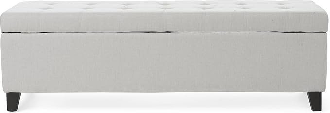 Christopher Knight Home Mission Fabric Storage Ottoman, Light Grey