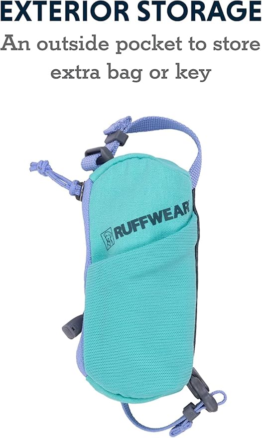 Ruffwear, Stash Bag Mini Dog Poop Bag Holder, Compact Leash Pouch with 2-Strap Attachment, Zip Pocket Fits Standard Roll, Side Slot, Grippy Starter Pad, Cinch Poop Loop, Mesh Pocket, Coastal Mountains