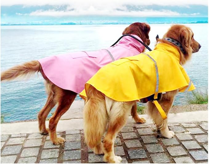 HAPEE Dog Raincoats with Reflective Strip Hoodie,Poncho Jacket for Large Dogs fit Golden Retriever Doodle (A1-Yellow, 20B (30-55 lbs))