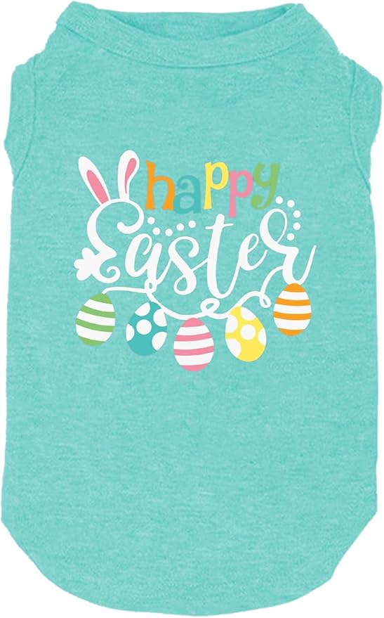 Happy Easter Shirts for Dog Funny Print Vest for Small Medium Large Dogs Soft and Light-Weight T Shirts Gift for Puppy(Mintgreen01,X-Large)