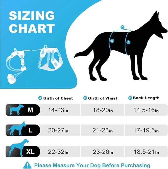 Dog Lift Harness, Dog Lift Sling Carrier with Handle & Shoulder Sling, Support Harness for Rear Back Legs Helps,Disabled,Arthritis,Joint Injuries,Paralysis Up Stairs（Blue,Large）