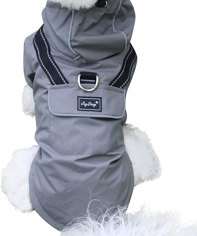 Premium Dog Raincoat with Hood for Extra Small Dogs,Outdoor Sports Waterproof Dog Rain Jacket,Puppy Raincoat with Pockets,Grey XS