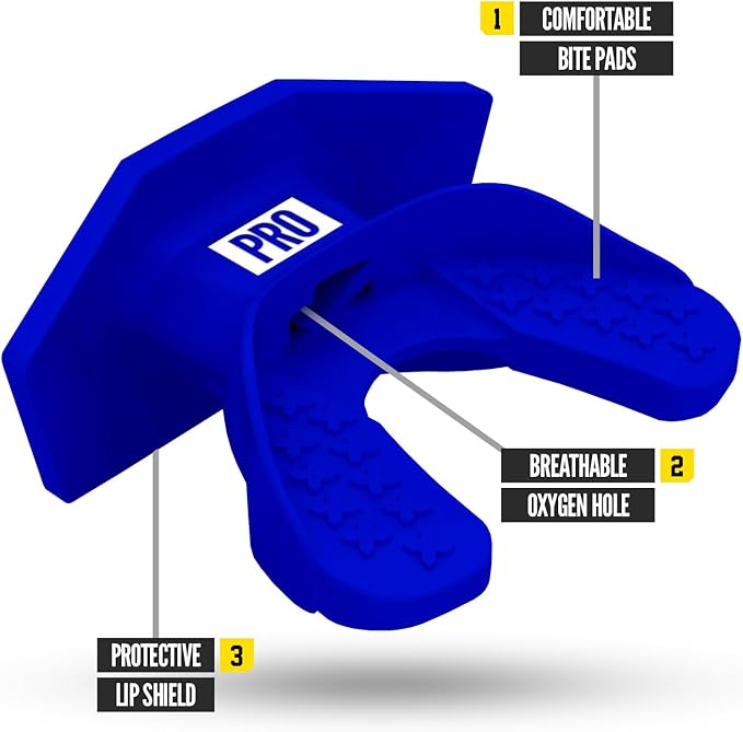 Nxtrnd One Pro Football Mouth Guard, Interchangeable Strap, Fits Adult & Youth (Blue)