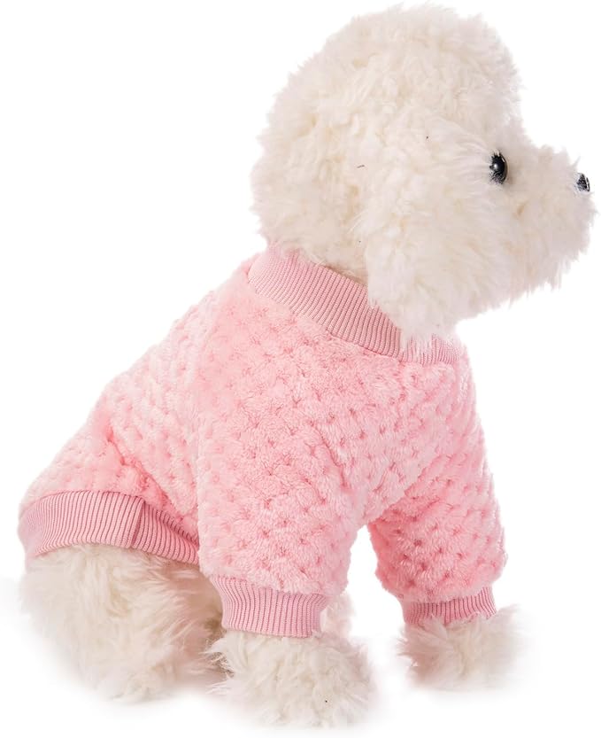 Dog Sweater, 3 Pack Dog Sweaters for Small Medium Dogs or Cat, Warm Soft Flannel Pet Clothes for Dogs Girl or Boy, Dog Shirt Coat Jacket (Large, Pink+Purple+Light Green)
