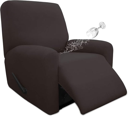 Easy-Going 4 Pieces 100% Dual Waterproof Recliner Cover Stretch Soft Couch Cover for Dogs, Sofa Slipcover for Recliner Couch Leakproof Furniture Protector for Kids, Pets Chocolate