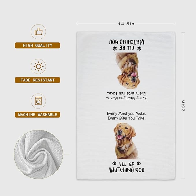 Funny Golden Retriever Kitchen Towels Decorative, Dog Funny Hand Towels, Dog Lovers Gifts for Women, Every Meal You Make Every Bite You Take Bath Decor and Accessories, 16x24 Inches