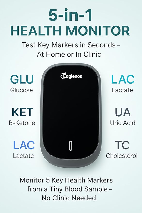 5-in-1 Pet Wellness Monitor with 4×25 Test Strips – Multi-Function Meter for Cats & Dogs | Tracks Glucose, Uric Acid, B-Ketone, Lactate & Cholesterol | Veterinary Use Only