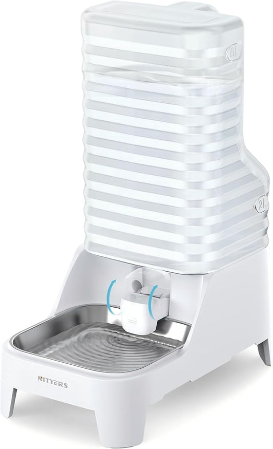 Automatic Dog Water Bowl Dispenser with Patented Faucet - 6L Large Gravity Cat Water Dispenser with Handle, Filter & Adjustable Base, Wide Mouth for Easy Clean, BPA-Free, Stainless Steel Pet Waterer