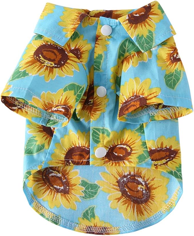 Tangpan Summer Pet Daisy Hawaiian Beach Plaid Print Shirts Clothes for Dog S06 Green S