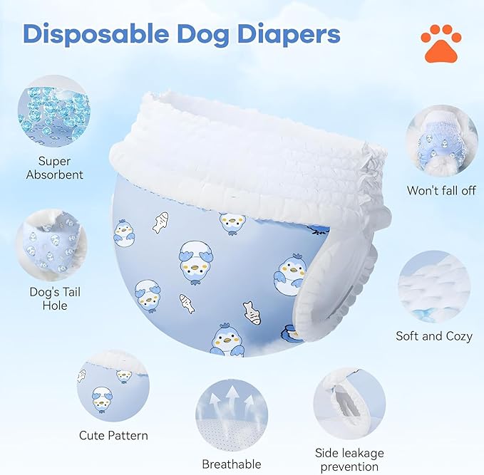 Disposable Dog Diapers Count Absorbent Soft Puppy Doggie Diapers for Female Dogs with Stretchy Waist Puppy Diaper in Heat Period Excitable Urination (M 10PCS)