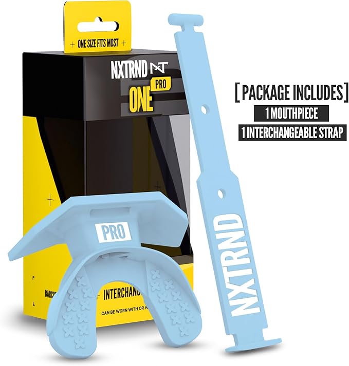 Nxtrnd One Pro Football Mouth Guard, Interchangeable Strap, Fits Adult & Youth (Columbia Blue)