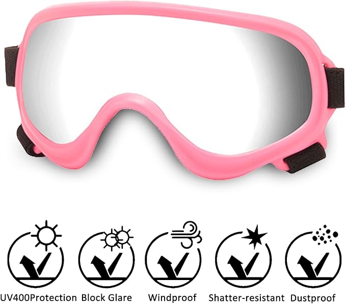Dog Sunglasses,Doggles Anti-UV Protection, Pet Sunglasses with Adjustable Strap, Suitable for Motorcycle Car Driving Bike Riding Hiking Swimming Wind Dust Fog Dog Eye Protection