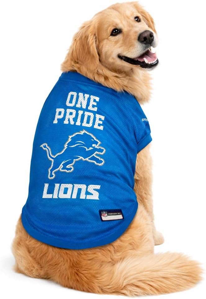 Pets First NFL Detroit Lions Raglan Jersey One Pride - Size X-Small. Cutest Football Jersey for Dogs & Cats