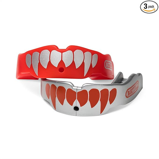 Battle Sports Fang Mouthguards 2-Pack – Football Protection for Youth & Adults – Includes Strap – Works with Braces – Enhanced Dental Coverage – Ideal for Contact Sports