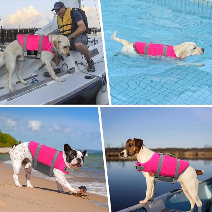 Doglay Dog Life Jacket, Dog Life Vest for Swimming Boating, Adjustable Puppy Life Jacket with Reflective Stripes, Superior Buoyancy Dog Swimming Vest for Small Medium and Large Dogs