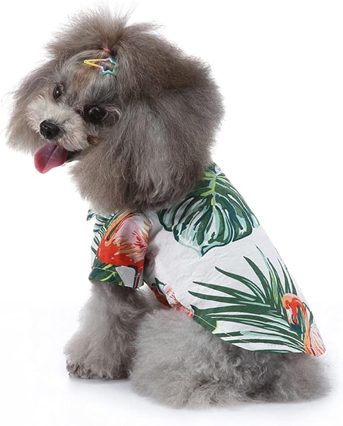 Tangpan Summer Pet Daisy Hawaiian Beach Plaid Print Shirts Clothes for Dog S09 White M