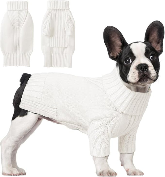 Dog Sweaters for Small Medium Large Dog, Classic Turtleneck Pet Clothes Warm Thermal Doggy Winter Coat, Thick Double Knitting Collar Pullover Cold Weather Puppy Jacket for Indoor & Outdoor Wear