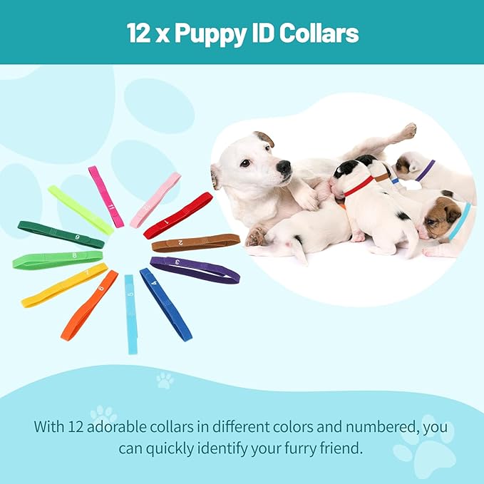 48-Piece Puppy Whelping Kit – Complete Whelping Supplies for Safe Puppy Birth, Includes Feeding Tubes, Collars, Cord Clamps, Urine Pads, Gloves & More – Essential Puppy Birthing Kit for Breeders