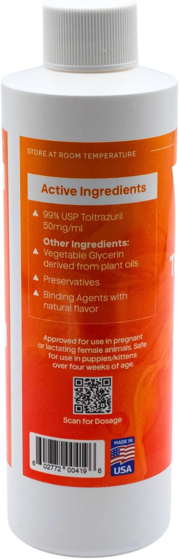 Toltrazuril 5.0% for Horses, Dogs, Cats, 240mL/8 Ounce, for Non-Food Chain Animals, Chicken