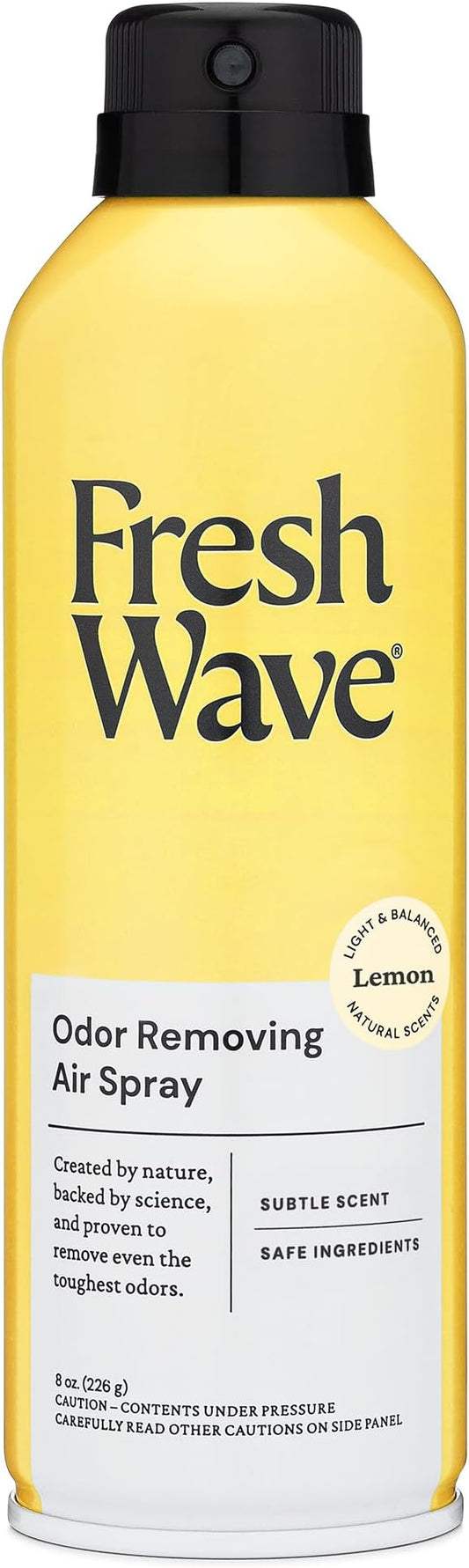 Fresh Wave Lemon Odor Eliminator Spray & Air Freshener, 8 oz. | Non-Aerosol, Fine Mist | Odor Absorbers | Safer Odor Relief | Natural Plant-Based Odor Eliminator | For Furniture, Fabrics & Trash