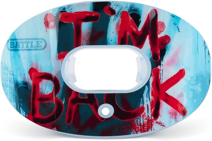 Battle Sports Oxygen Football Mouthguard - Football Mouth Guard with Strap, Superior Airflow & Better Performance, Maximum Breathability, Works with Braces (Red/Blue)