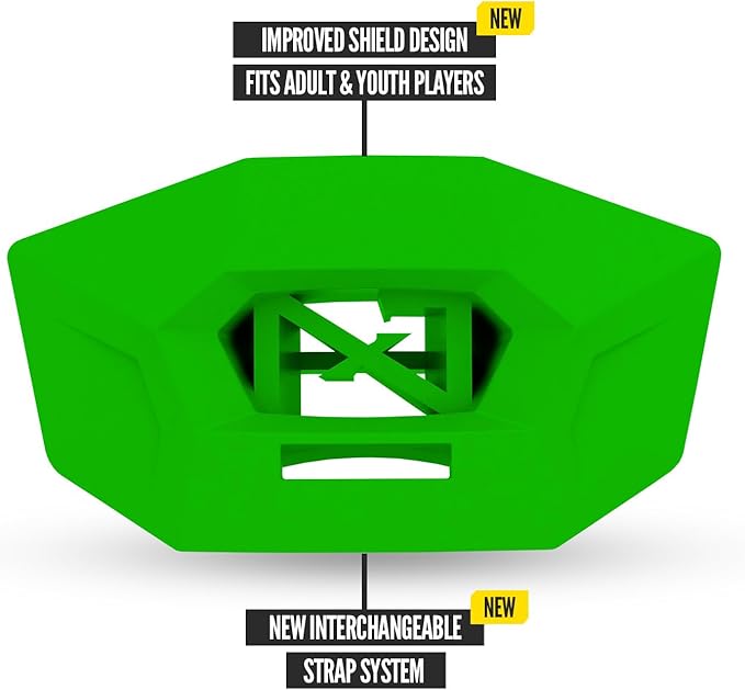 Nxtrnd One Pro Football Mouth Guard, Interchangeable Strap, Fits Adult & Youth (Green)