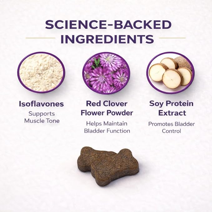 VETRISCIENCE Bladder Health Chews, Vetri Bladder Supplement for Dogs, Incontinence Support, Reduce Urine Leakage, Soy Protein and Red Clover, Chicken, 60 Count