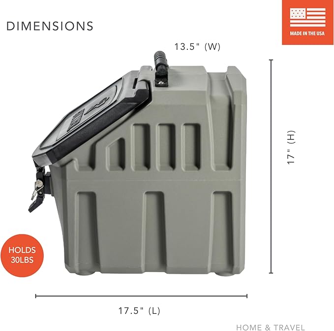 GUNNER 30 lbs Dog Food Storage Container - Waterproof & Airtight Dog Food Bin - Multi-Purpose Pet Meal Bin for Dry Feed, Corn, Chicken Feed, Pet treats, Bird Seed, & More - Gunmetal