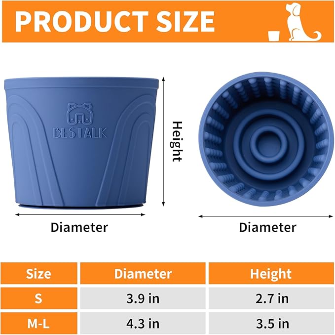 Anxiety Relief Slow Feeder Dog Lick Mat Treat Dispenser, Non-Slip Licking Bowl - Dog Enrichment Toys for Small, Medium & Large Breeds, BPA Free Silicone (Dark Blue, M-L)