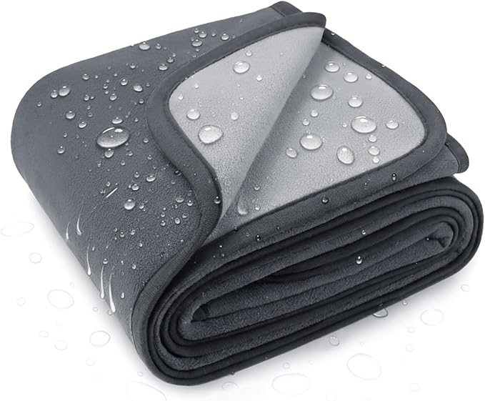 Luciphia 100% Waterproof Blanket for Adults or Small Medium Dogs, Soft Polar Fleece Pet Blankets for Couch Protector Washable, Reversible Leakproof Furniture Protection for Puppy,Dark Grey,57x40 inch