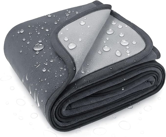 Luciphia 100% Waterproof Blanket for Adults or Medium Large Dogs, Soft Polar Fleece Pet Blankets for Bed Couch Protector Washable, Reversible Leakproof Furniture Protection,Dark Grey,65x57 inch