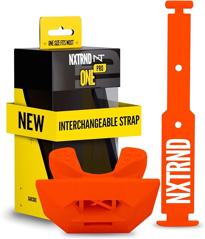 Nxtrnd One Pro Football Mouth Guard, Interchangeable Strap, Fits Adult & Youth (Orange)