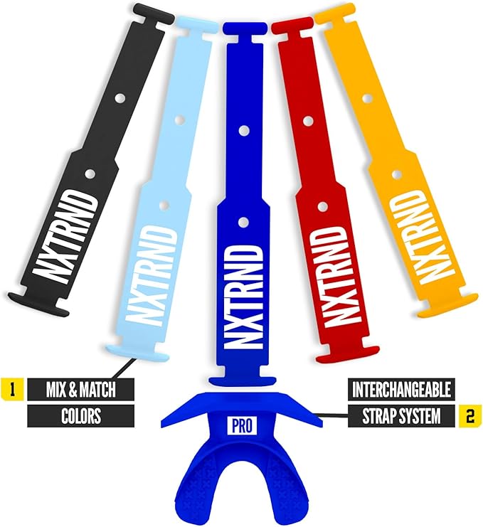 Nxtrnd One Pro Football Mouth Guard, Interchangeable Strap, Fits Adult & Youth (Blue)