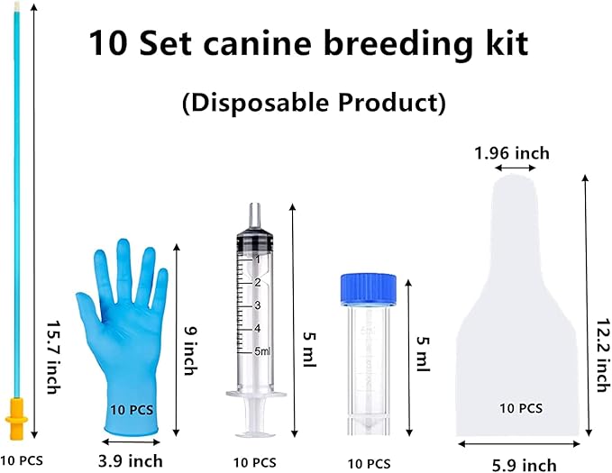 10 Set AI Artificial Insemination Dog Breeding Kit, Canine Breeding Kit, Dog Insemination Breeder Kit, Disposable Canine Artificial Insemination, Canine Breeding Supplies (15.7 inch,Large Breeds) L