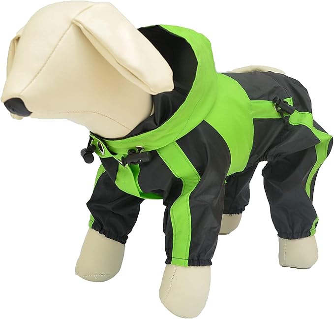 Lovelonglong Dog Hooded Raincoat, Small Dog Rain Jacket Poncho Waterproof Clothes with Hood Breathable 4 Feet Four Legs Rain Coats for Small Medium Large Pet Dogs Green S