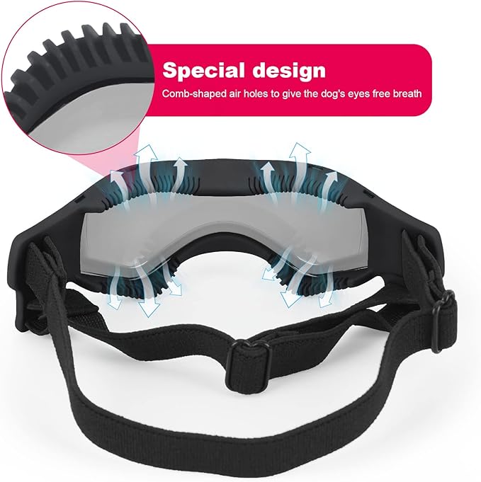 OWNPETS Sunglasses for Dogs, Dog Sunglasses Small Bread with Adjustable Strap, UV Protection Eye Wear Protection Windproof Dog Goggles for Small Dogs, Black