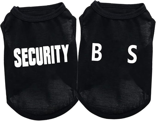 2Pack Dog Security Costume Cotton Dog Shirt for Small Dog Boy Pet Clothes Security Puppy Black Vest T-Shirts Cat Top Tee Breathable Stretchy